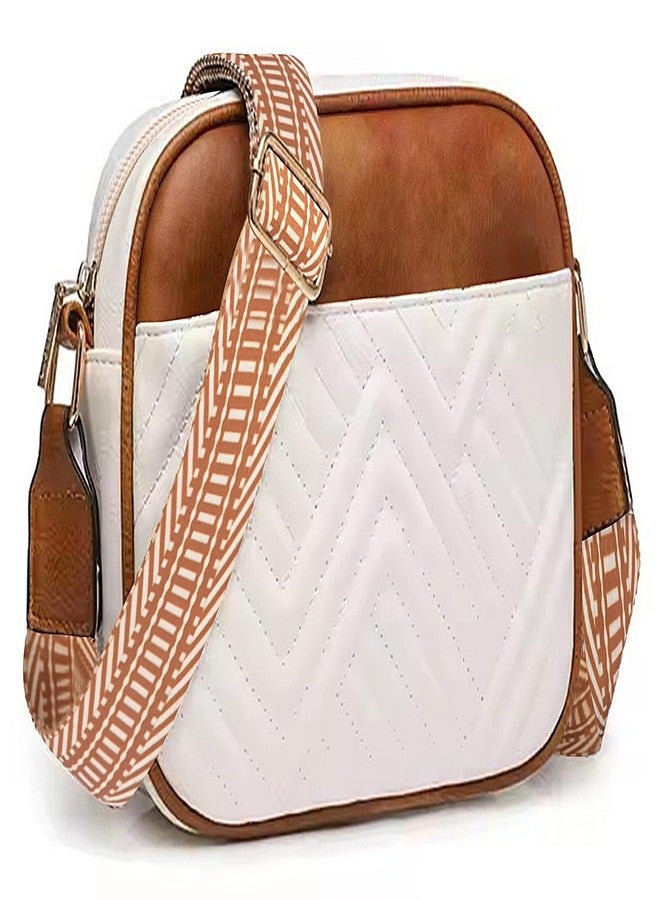 ADISA Women's Girls Color Block Cross Body Sling Bag with Printed Belt (SL5150-WHI) - Image 1